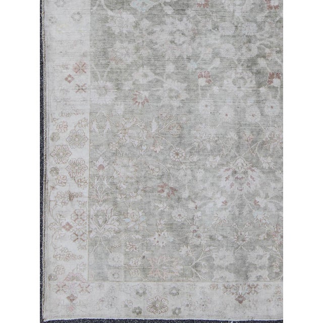Traditional 1930's Vintage Turkish Muted Oushak With All-Over Floral Design and Border For Sale - Image 3 of 10