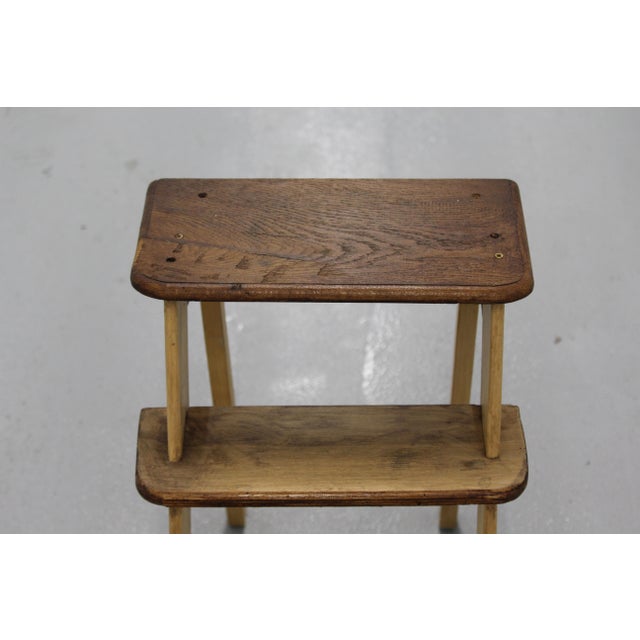 Vintage Brown Wooden Stepladder, 1970s For Sale - Image 10 of 18