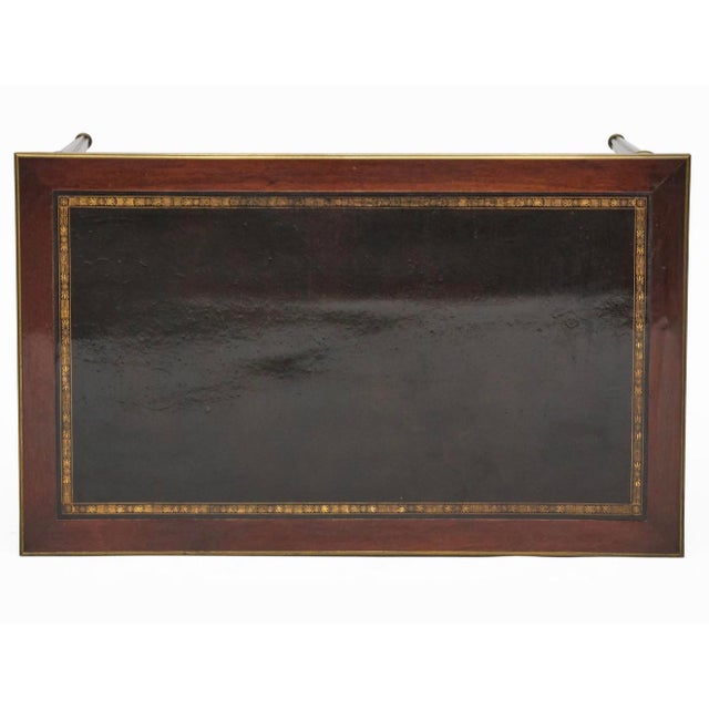 French Louis XVI Style Brass Mounted Writing Desk. Black Leather Top For Sale - Image 10 of 10