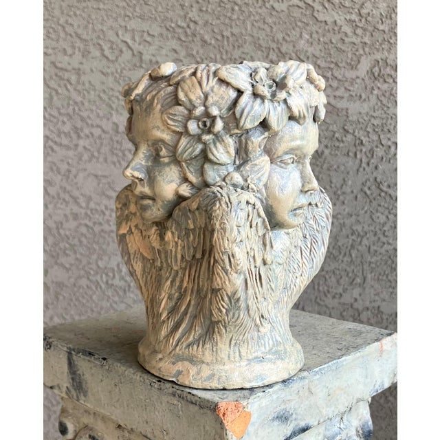 Late 20th-Century Enchanting Châteaucore-Style Three-Faced Cherub Candle or Plant Holder For Sale - Image 15 of 18