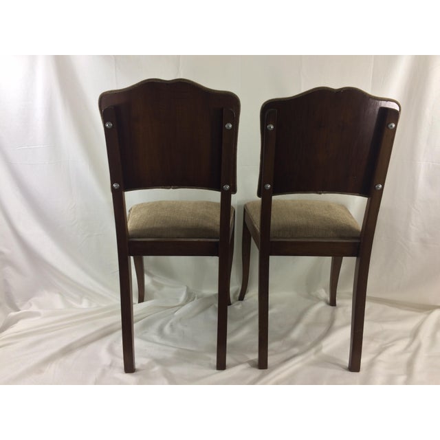 These chairs have elegant curves on both the legs and the backs and are newly reupholstered. They are in excellent...
