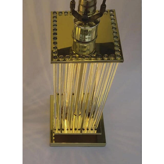 Hollywood Regency Late 20th Century Pair of Gaetano Sciolari Glass Rod Waterfall Table Lamps For Sale - Image 3 of 8
