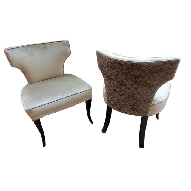 Mid Century Modern Designer T Back Ebony Side Chairs Newly Reupholstered - Pair For Sale - Image 10 of 10