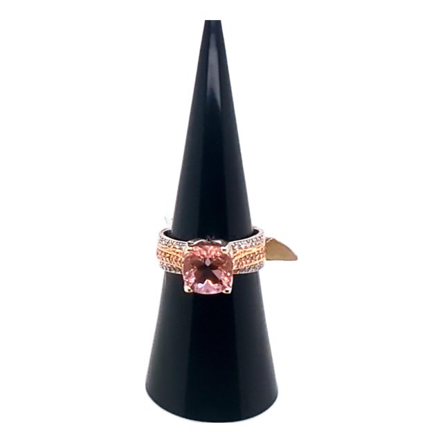 Platinum & Rose Gold Synthetic Color Change & Natural Diamonds Statement Ring, Size 6.75 For Sale