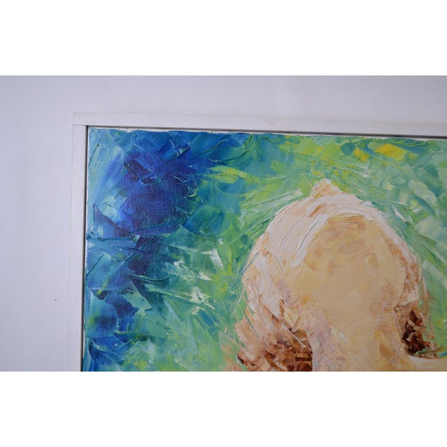 Contemporary French School Alexandre Pergler De Perglas Expressionist Figurative Painting, "Yellow Draped Nude" For Sale - Image 4 of 13