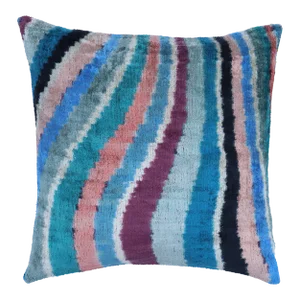 Contemporary Multi Color Handmade Velvet Pillow and Down Feather Insert