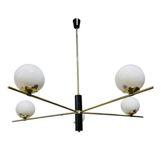 Chandelier with White Opal Spheres, 1960s For Sale