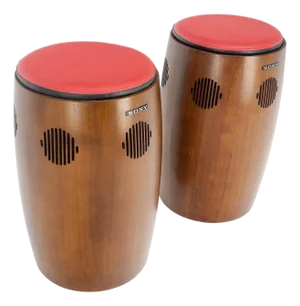 Pair of Vintage Drum Shape Bar Stools SONY Speakers Reversible Seats