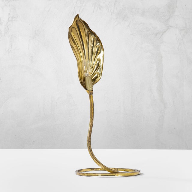 Metal Leaf Table Lamp by Tommaso Barbi for Bottega Gadda, 1970s For Sale - Image 7 of 7