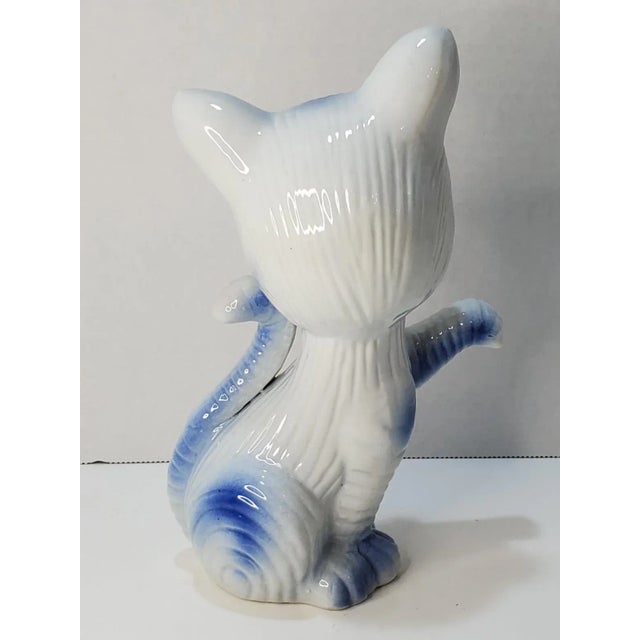 Asian Folk Art Ceramic Cat Statue For Sale - Image 4 of 8