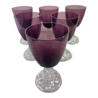Vintage 1940s Fostoria American Lady Amethyst Goblets - Set of 6 For Sale