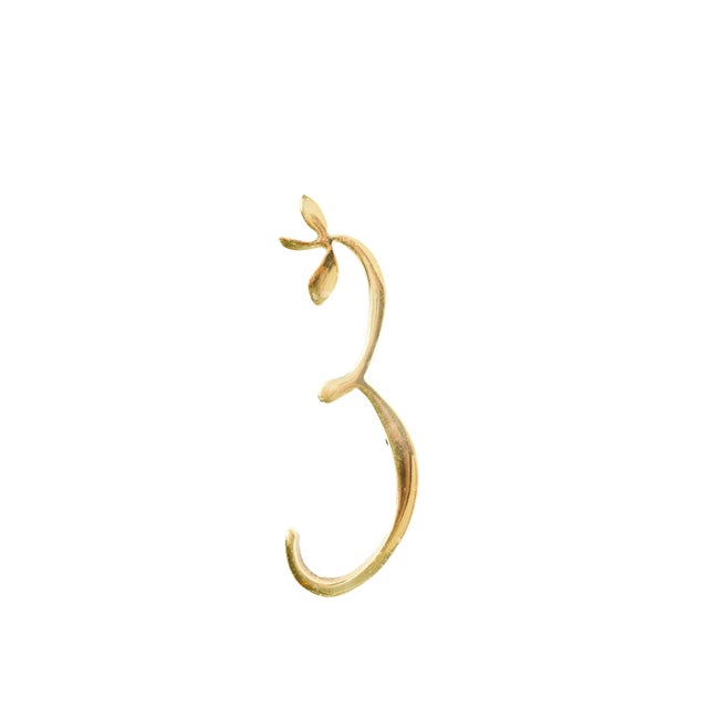 Metal Leaf Flourish Brass House Number, 5 For Sale - Image 7 of 14