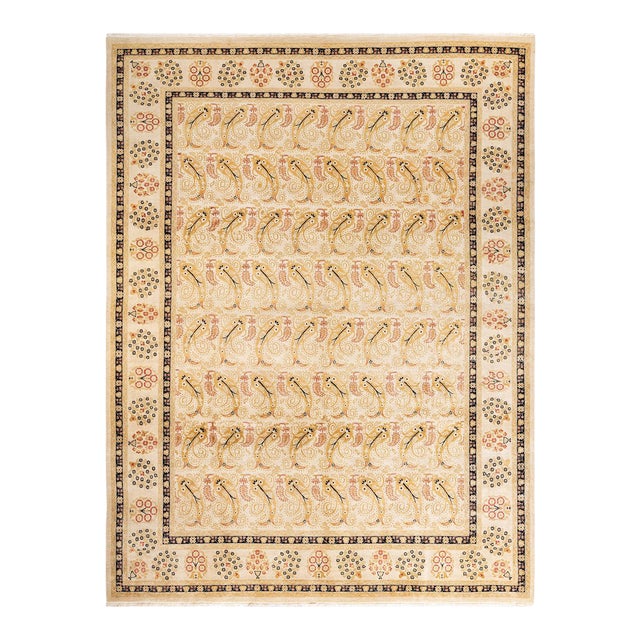 Eclectic Collection Hand-Knotted Area Rug - Ivory Collection 9' 2" x 12' 1" For Sale