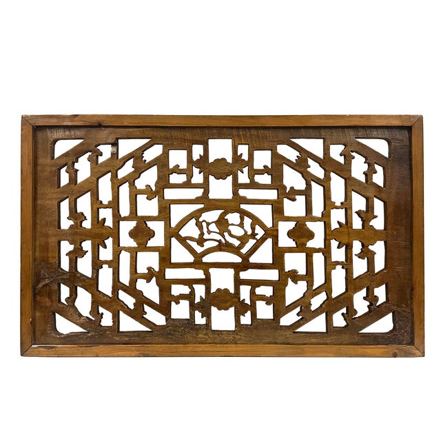 Mid-20th Century Chinese Carved Wooden Window Lattice Panel For Sale - Image 9 of 9
