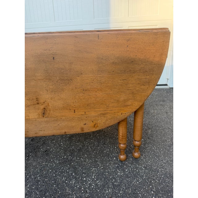 1920s Antique Restored Oak Gate Leg Drop Leaf Dining Table With Drawer For Sale - Image 5 of 16