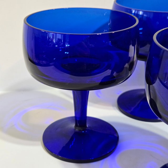 Blue Vintage Gorham Mid Centruy Modern Cobalt Blue Glasses Champagne / Tall Sherbet - Set of 6 For Sale - Image 8 of 8