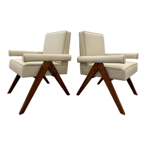Pair of Contemporary Jeanneret Inspired Armchairs