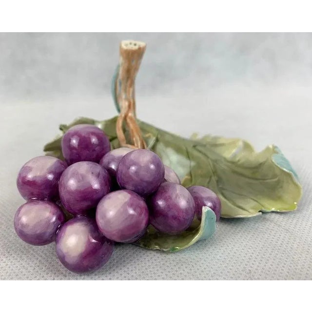 Artisan Crafted/Hand Painted Porcelain "Grapes on a Leaf”. For Sale - Image 4 of 10