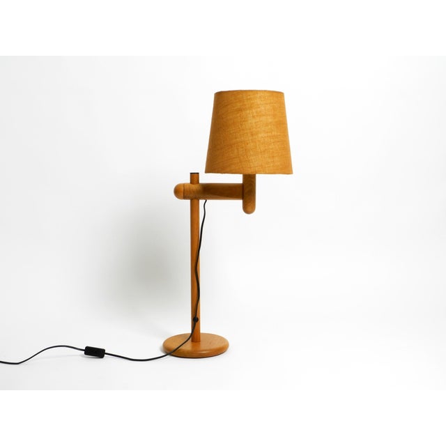 Mid-Century Modern Oak Table Lamp with Height-Adjustable Shade from Temde, 1960s For Sale - Image 3 of 18