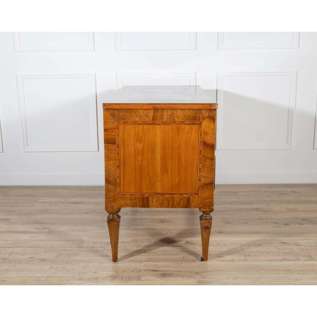 Brown 19th Century Neoclassical Inlaid Walnut and Cherry Italian Commode For Sale - Image 8 of 10