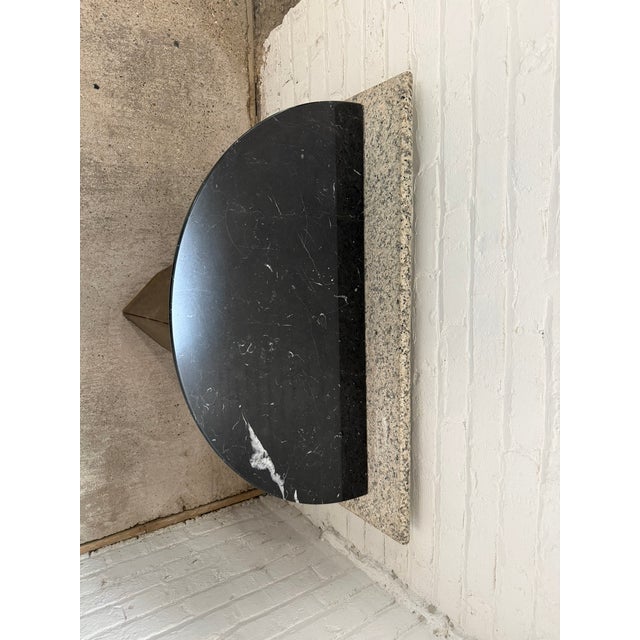 1990s Contemporary Sculptural Corten Steel Console Table With Black Marble Top and Granite Back Panel For Sale - Image 5 of 9