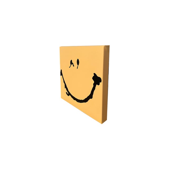 "Classic Yellow and Black Smiley" Abstract Original Painting by Jake