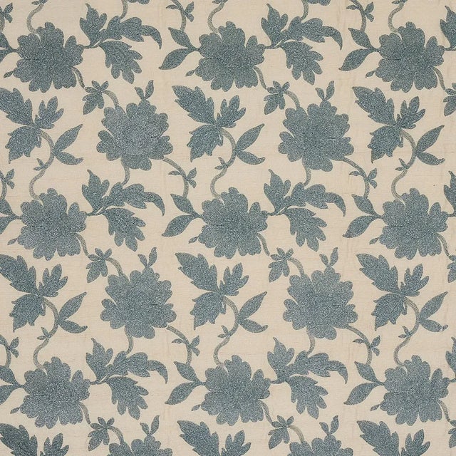 Schumacher Sample - Schumacher Moon Garden Embroidery Fabric in Blue For Sale - Image 4 of 4