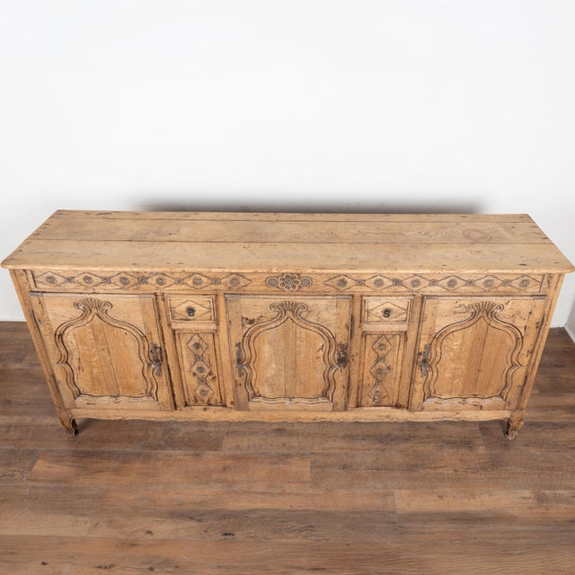 19th Century French Long Bleached Oak Three Door Sideboard Buffet For Sale - Image 4 of 13