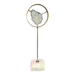 Decorative Sliced Agate Stone on Marble Stand