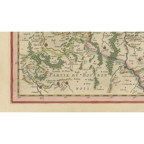 17th Century Antique Map of Nevers, Nivernais and Morvan from Blaeu, France, 1642 For Sale - Image 5 of 9