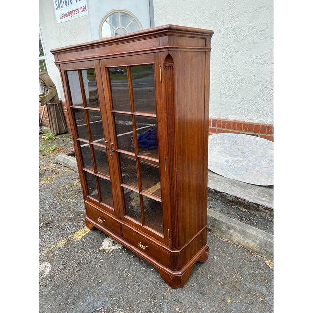 Vintage Solid Wood 2 Door Bookcase For Sale - Image 4 of 11