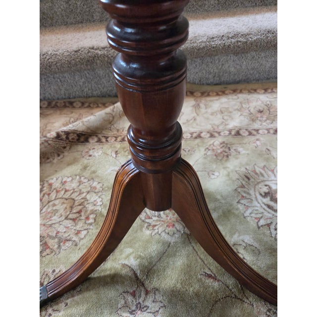 Mid 20th Century Pie Crust Tilt Top Table With Turned Tripod Base Brass Claw Feet For Sale - Image 10 of 13