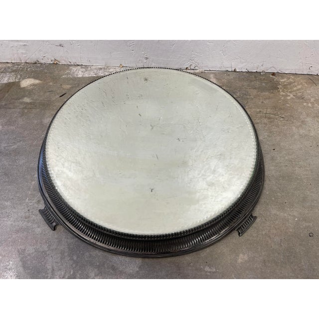 Antique Pierced Sheffield Silver Plated Mirrored Plateau For Sale - Image 4 of 8