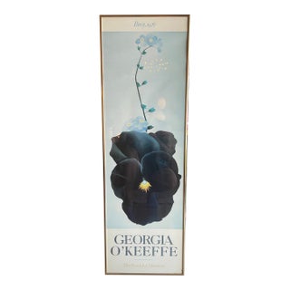 1988 Georgia O'Keeffe Framed Brooklyn Museum Exhibition Print Poster, Pansy 1926 For Sale