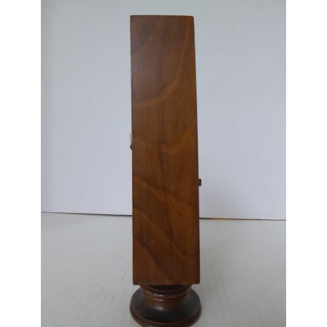 Decorative Mid Century Modern Wood (cherry ? rosewood?) Table / Mantel Battery Clock with Copper Enamel Dial made in Spain...