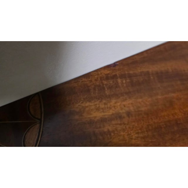 Wood American Federal Inlaid Mahogany Wall-Mounted Demi-Lune Pier Table With Radiating Fan Inlay and Stringing, Circa 1800 For Sale - Image 7 of 18