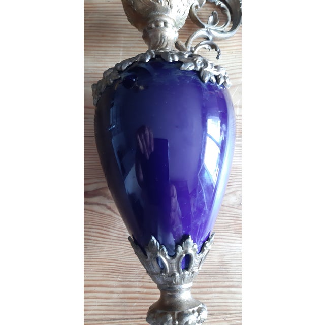 Gilt Regule and Blue Glass Ewers, 1900, Set of 2 For Sale - Image 8 of 16