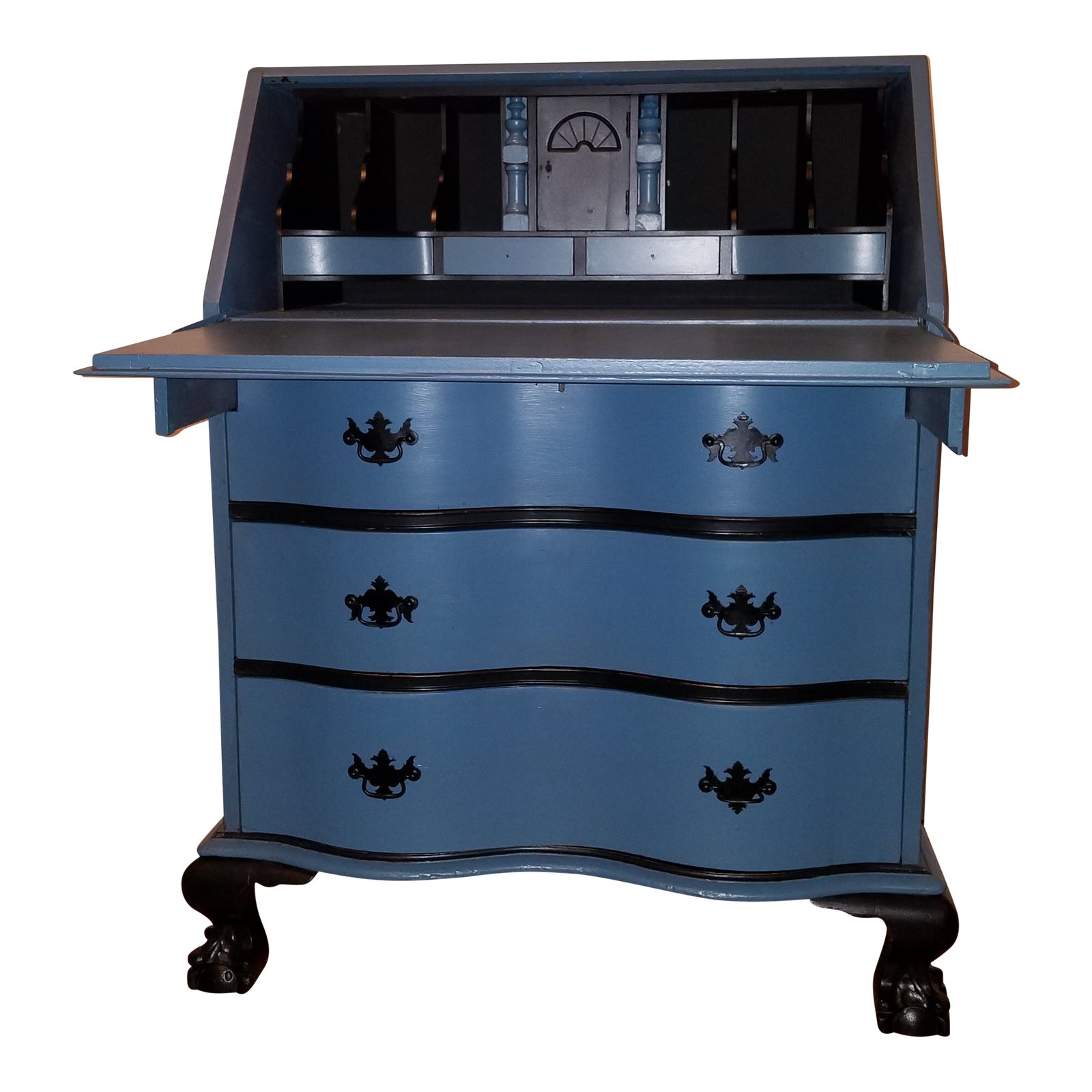 Early 20th Century Vintage Governor Winthrop Chalk Painted Secretary