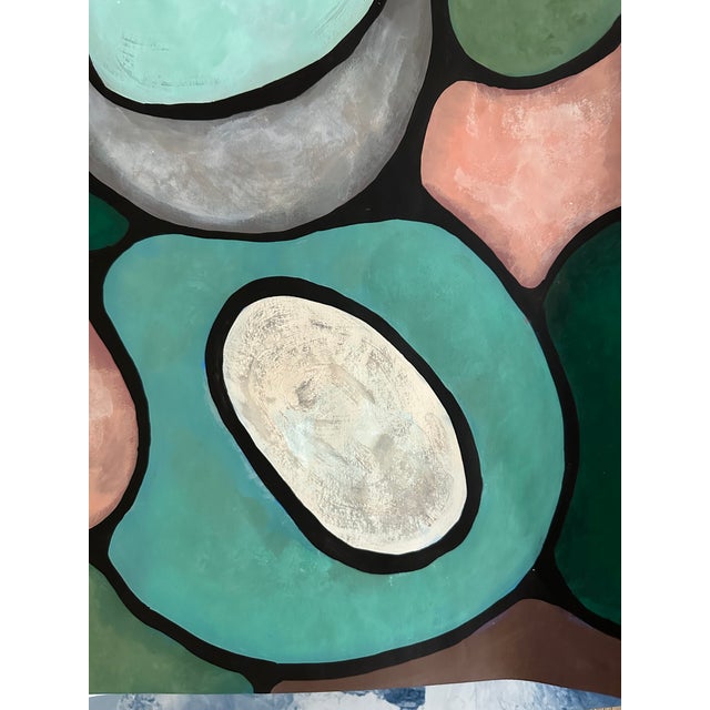 original modernist contemporary abstract acrylic painting, evoking the 70's, with a refined palette suitable for any...