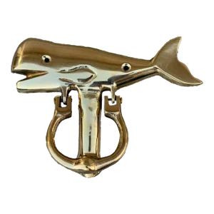 Vintage Cast Brass Whale Door Knocker