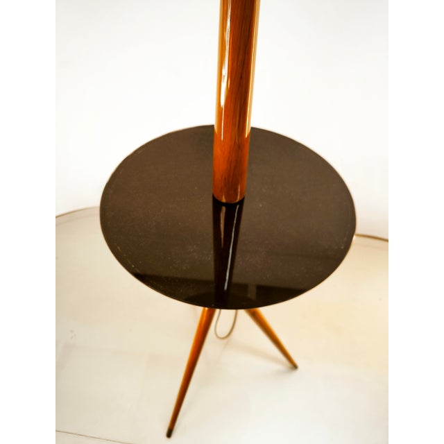 Wooden Floor Lamp with Glass Top and Lampshade For Sale - Image 16 of 18