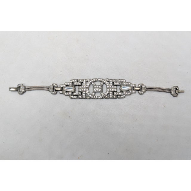 Art Deco Vintage Art Deco Clear Rhinestone Bracelet For Sale - Image 3 of 10
