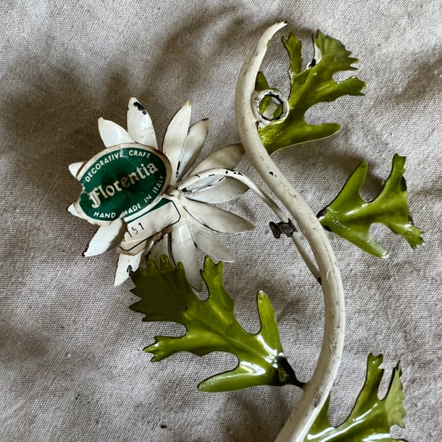 Vintage Italian Floral Daisy Tole Wall Mounted Candle Holder For Sale - Image 4 of 8