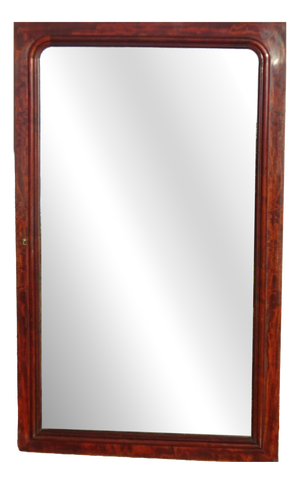 Large Antique Mirror with Flamed Mahogany Frame, 1890s