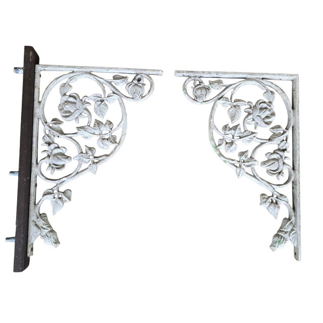Fabulous antique, floral cast iron brackets. Wonderful pieces as shelves mounts. Made to last a lifetime time! This is a...