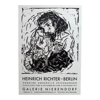 Heinrich Richter (1920–2007), Pärchen, Galerie Nierendorf Berlin, 1974, Vintage Exhibition Poster, Printed in Germany For Sale