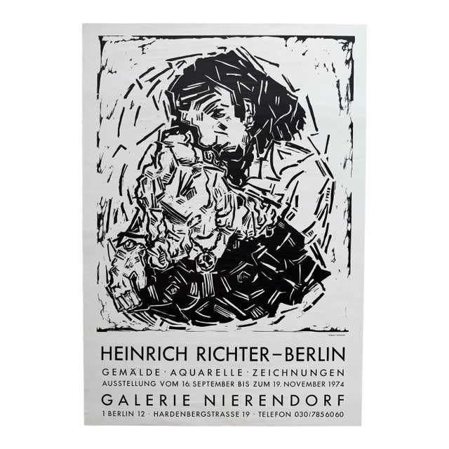 Heinrich Richter (1920–2007), Pärchen, Galerie Nierendorf Berlin, 1974, Vintage Exhibition Poster, Printed in Germany For Sale
