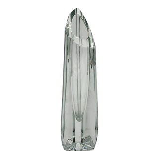 Vintage Art Deco Baccarat Crystal Bud Vase Triangular Faceted Design Signed Etched For Sale