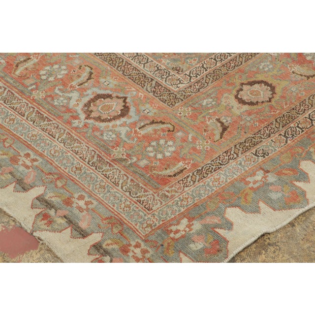Antique Persian Bidjar Rug With Diamond Medallion in Rust & Beige - Rug & Kilim For Sale In New York - Image 6 of 7