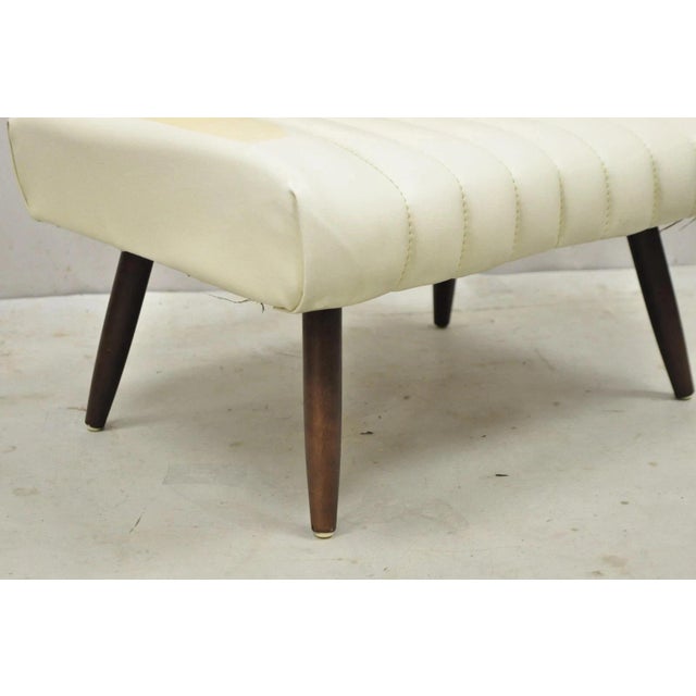 Mid 20th Century Vintage Mid Century Modern Adjustable Ottoman Footstool With Wooden Legs For Sale - Image 5 of 10